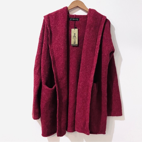 NWT Peruvian Connection Kotzebue Alpaca Blanket Cardigan Coat w/ Hood, Pockets - Picture 2 of 8